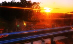 夕日がさす